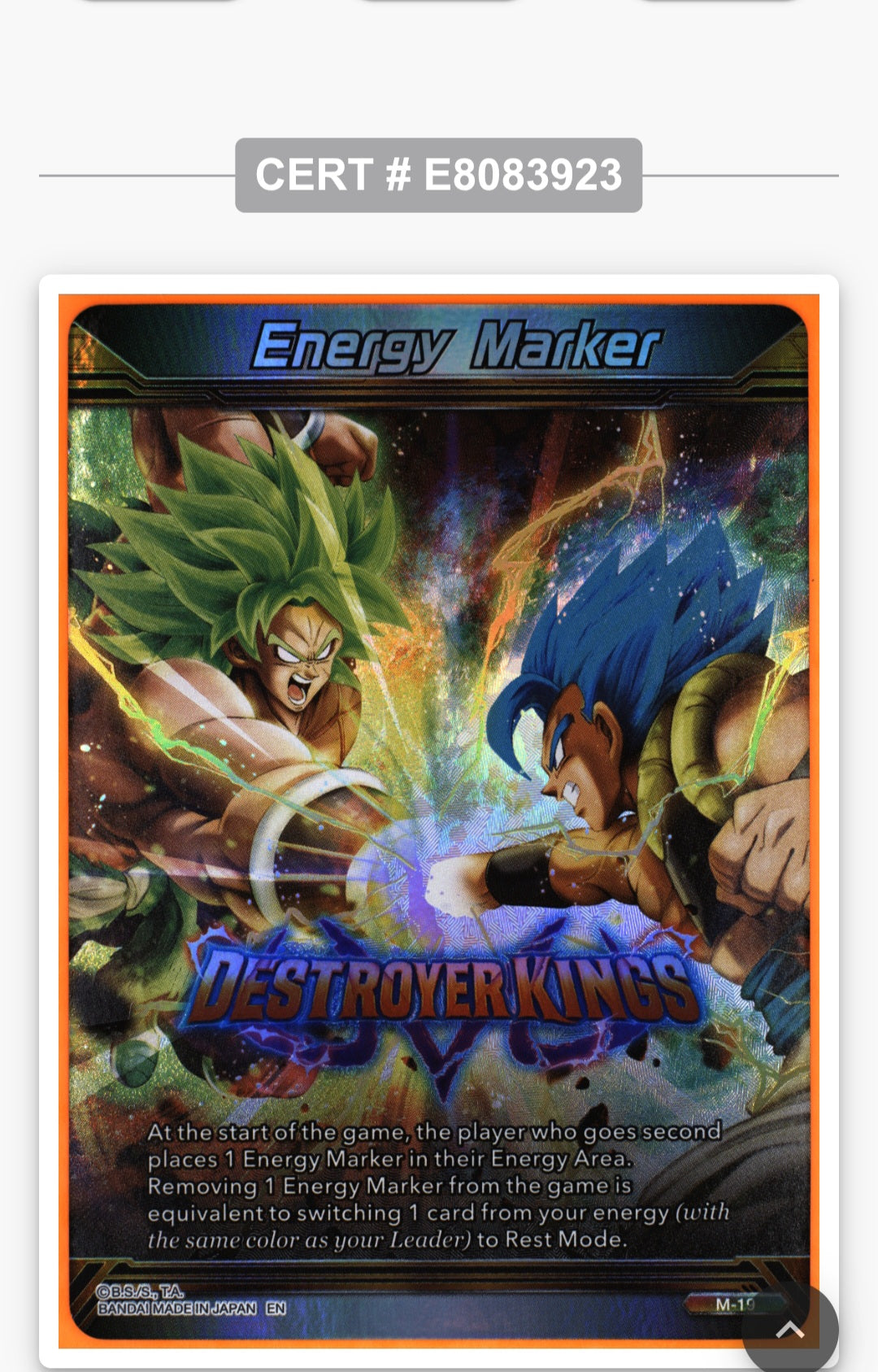 Energy Marker: Destroyer Kings- 2025 DBS Prismatic Clash #M-19 TAG 10 GEM MINT