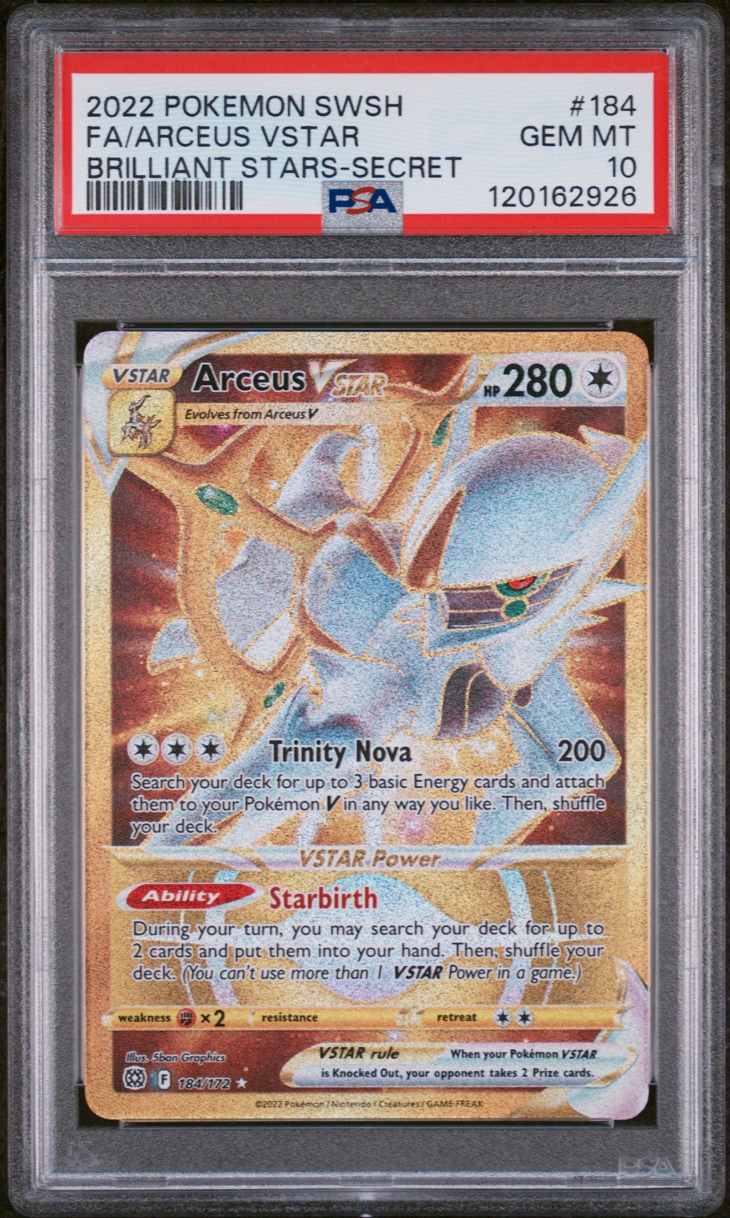 2022 POKEMON SWORD & SHIELD BRILLIANT STARS #184 FA/ARCEUS VSTAR BRILLIANT STARS-SECRET