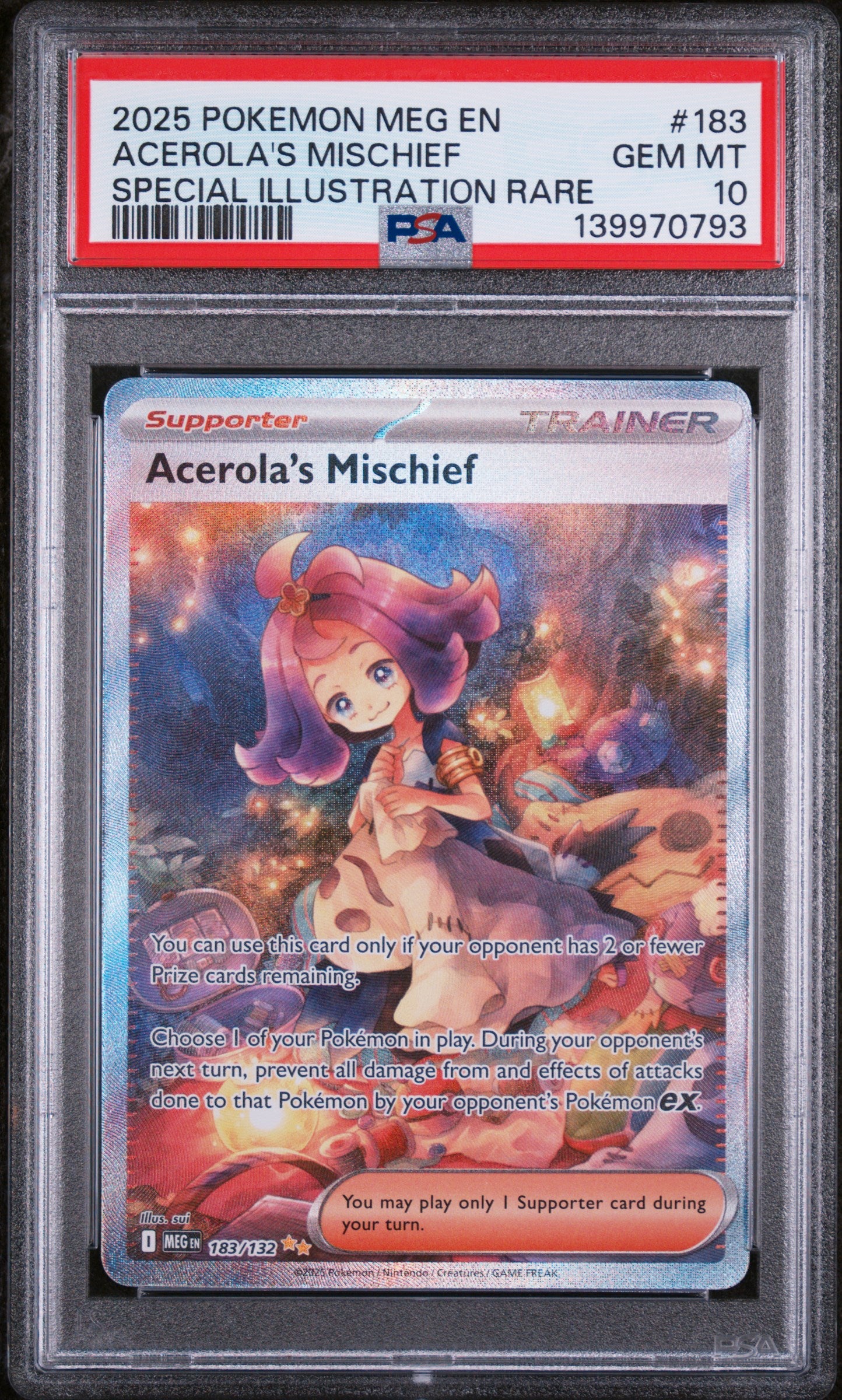 2025 POKEMON MEG EN-MEGA EVOLUTION #183 ACEROLA'S MISCHIEF SPECIAL ILLUSTRATION RARE