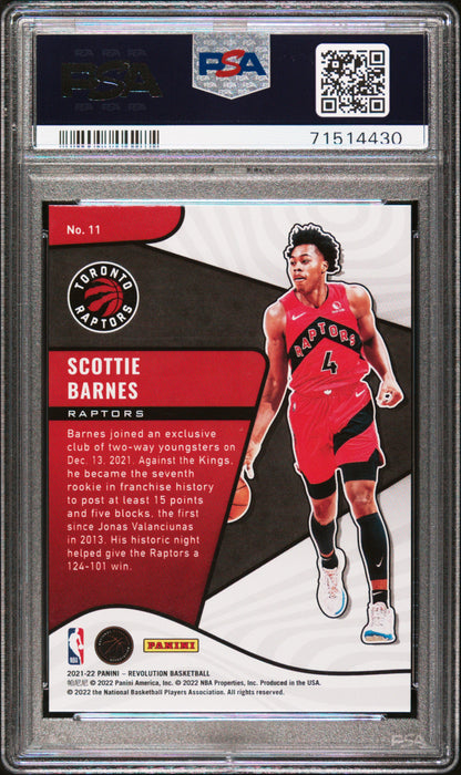 2021 PANINI REVOLUTION ROOKIE REVOLUTION #11 SCOTTIE BARNES ROOKIE REVOLUTION- GRADED PSA 10