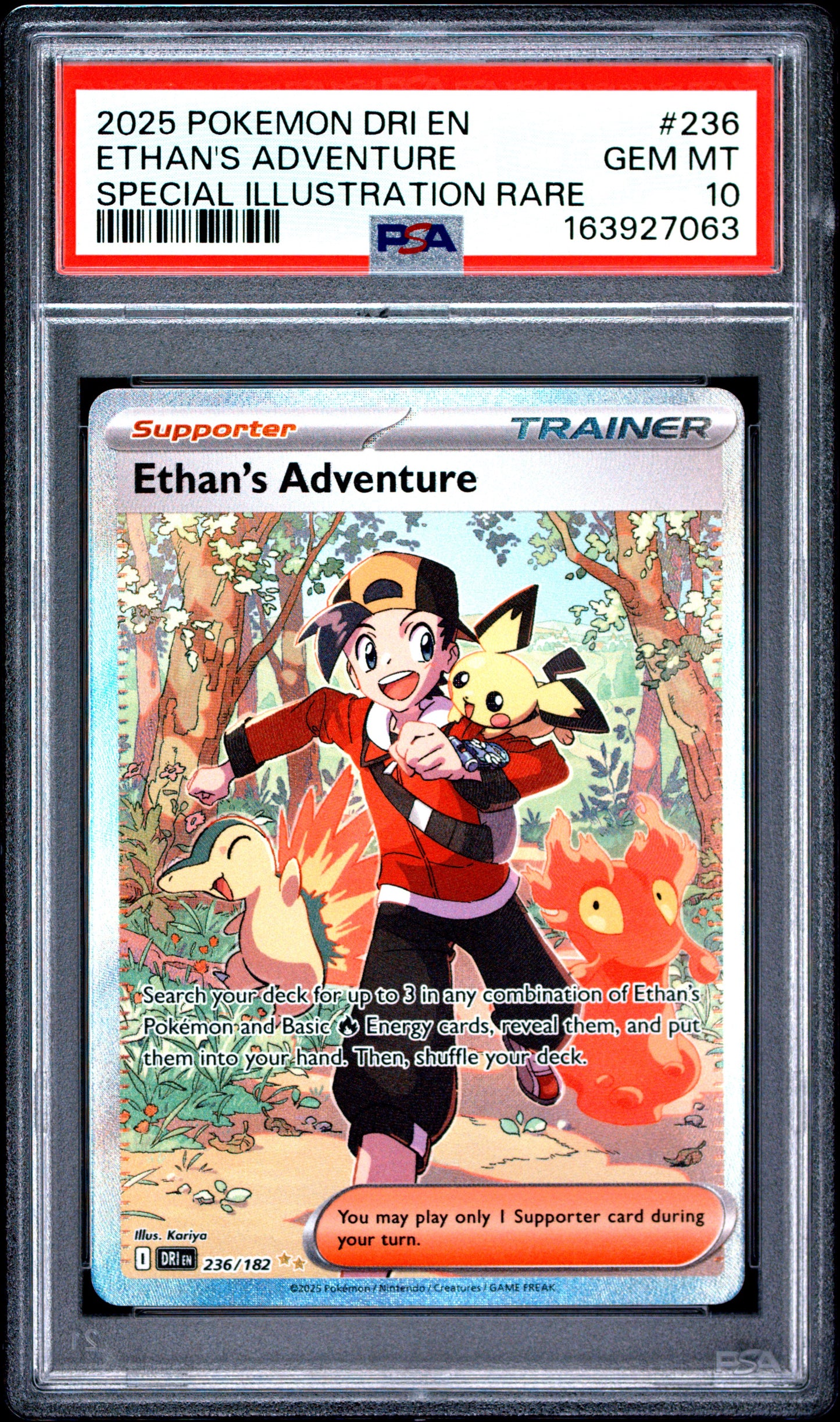 POKEMON DRI EN-DESTINED RIVALS #236 ETHAN'S ADVENTURE SPECIAL ILLUSTRATION RARE- GRADED PSA 10