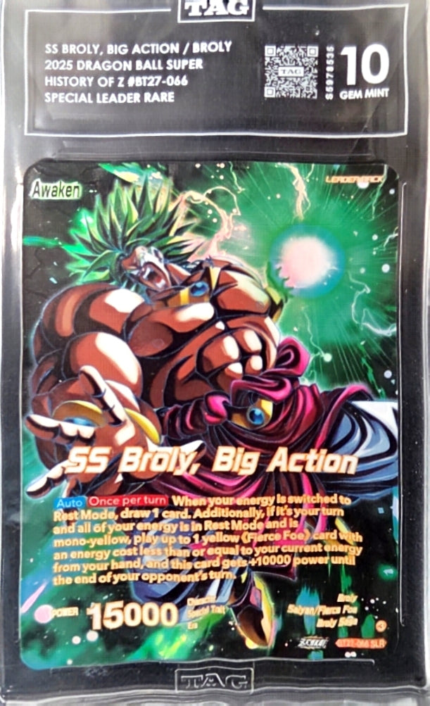 Brolly SS: 2025 Drogan Ball Super History- #BT27-066 Special Leader Rare- Graded Tag 10 GEM MINT