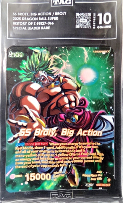 Brolly SS: 2025 Drogan Ball Super History- #BT27-066 Special Leader Rare- Graded Tag 10 GEM MINT