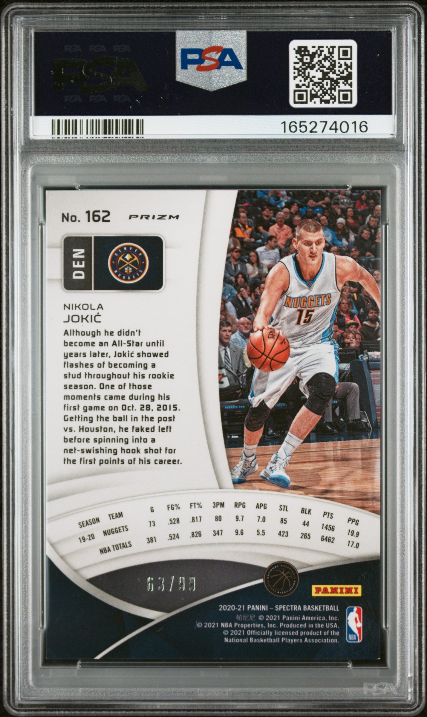 PANINI SPECTRA #162 NIKOLA JOKIC CELESTIAL- GRADED PSA 8