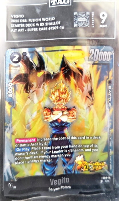 Fusion World: Vegito- EX Shallot Alt Art- Super rare #FS09-16- TAG 9 MINT