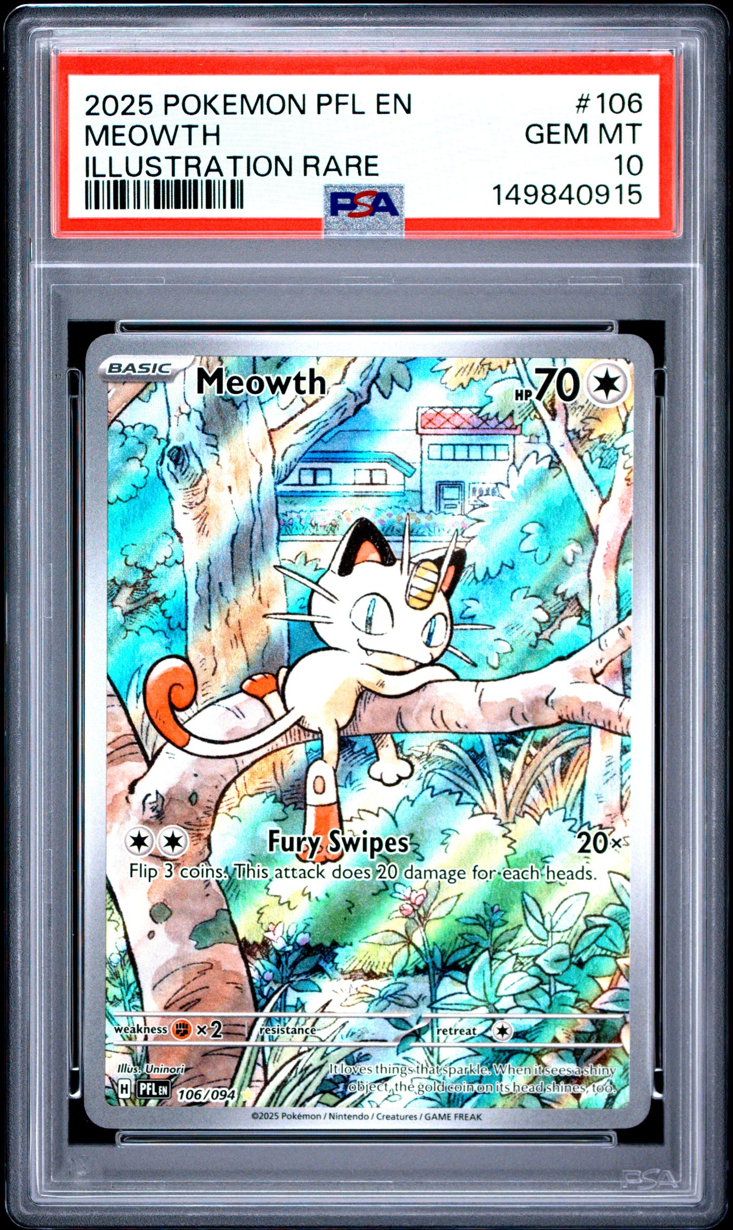 2025 POKEMON PFL EN-PHANTASMAL FLAMES #106 MEOWTH ILLUSTRATION RARE