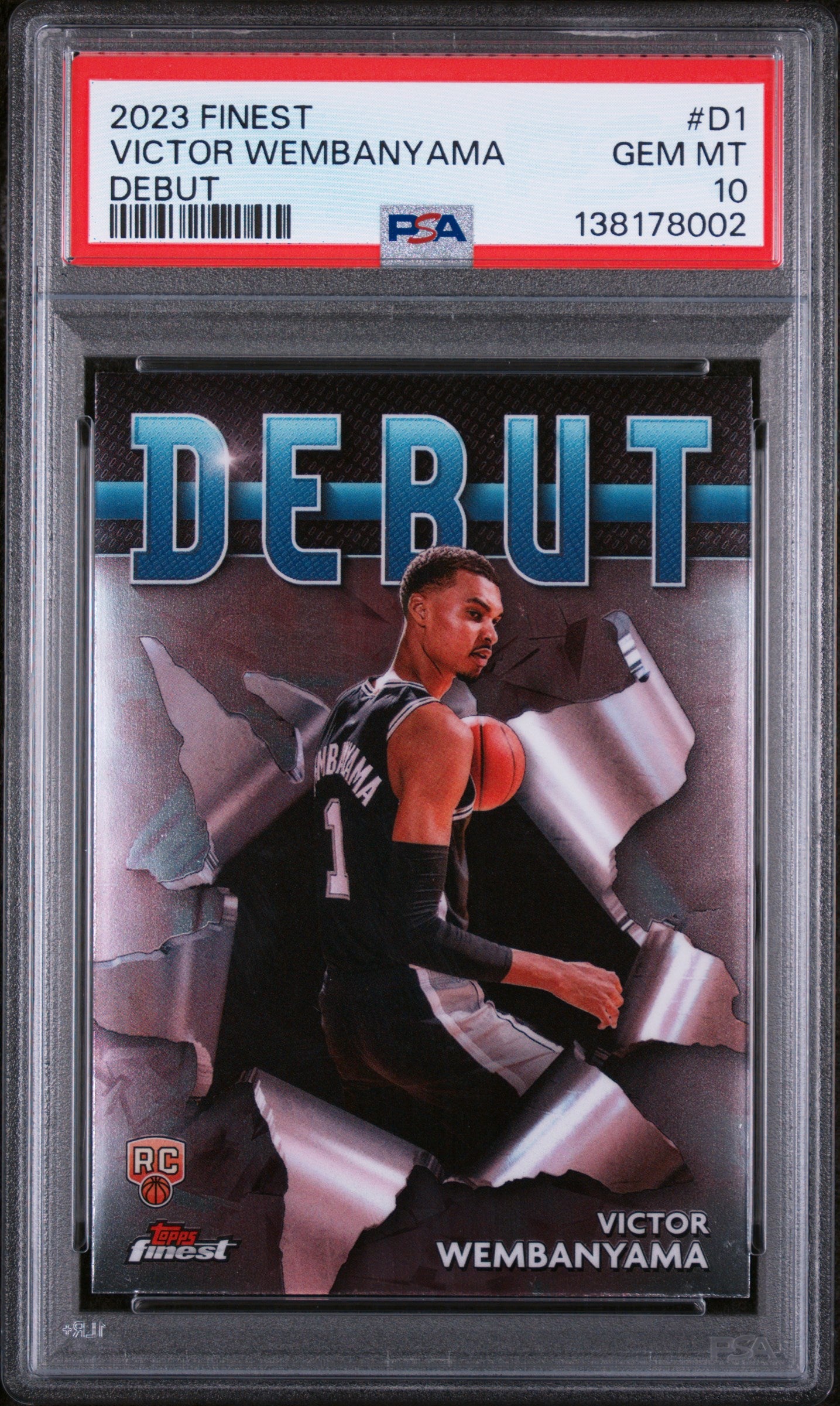 2023 TOPPS FINEST DEBUT #D1 VICTOR WEMBANYAMA- PSA 10 GRADED