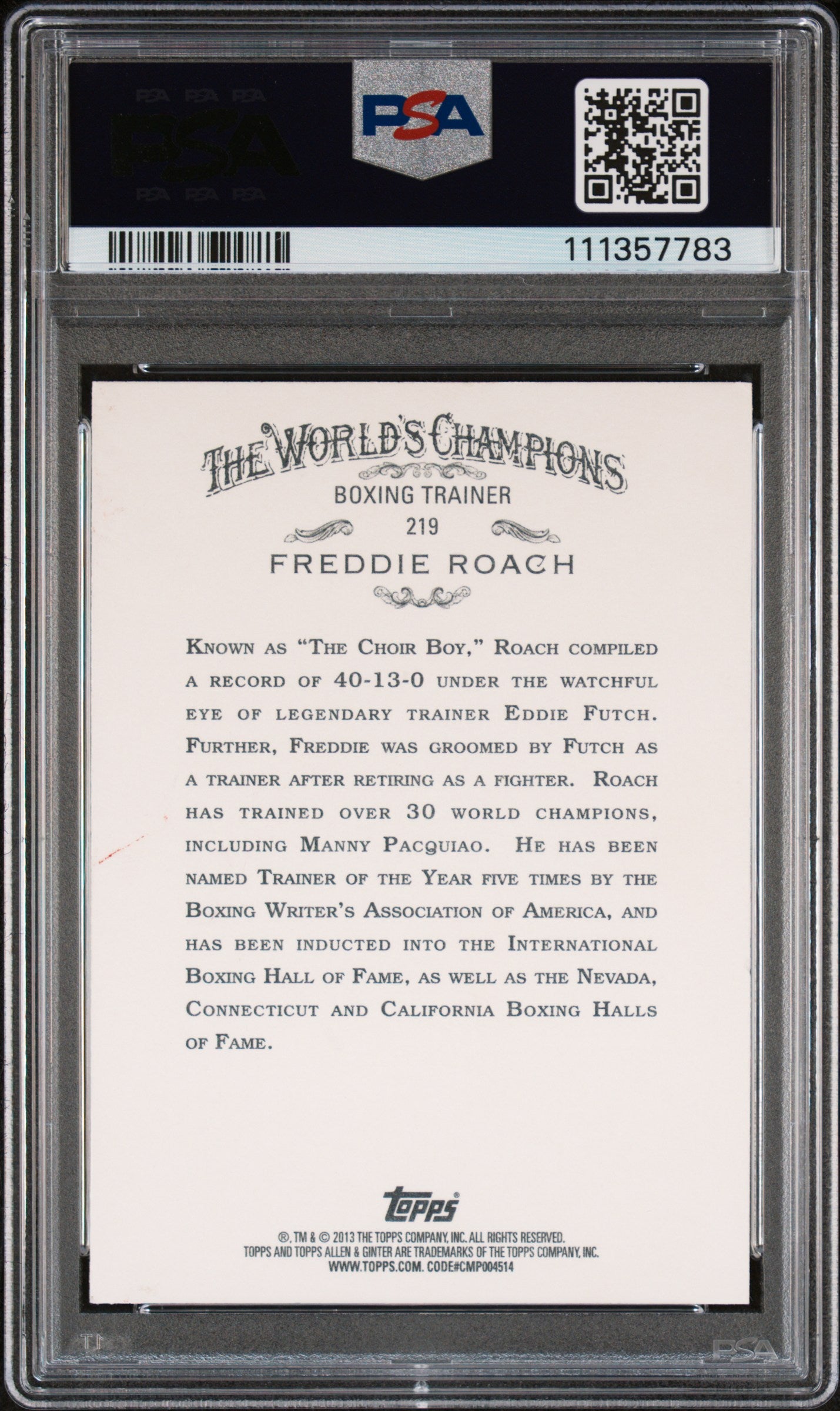 2013 TOPPS ALLEN & GINTER #219 FREDDIE ROACH ALLEN & GINTER PSA 10 GRADED