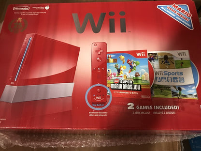 Nintendo Wii Super Mario Bros 25th Anniversary Limited Edition Red Console- CIB Moded with Games.