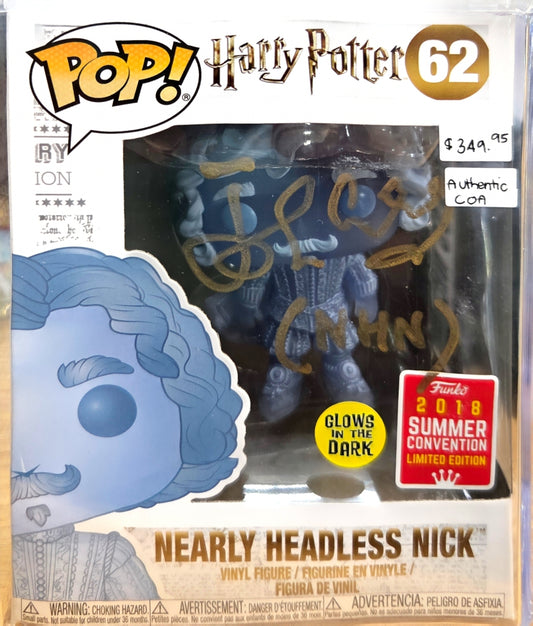 FUNKO POP- HARRY POTTER #62- NEARLY HEADLESS NICK- SIGNATURE- CLEESE, JOHN CERTIFIED BECKETT