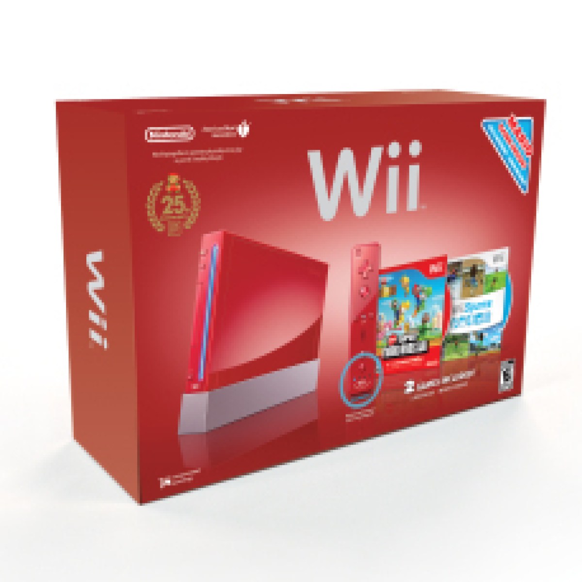 Nintendo Wii Super Mario Bros 25th Anniversary Limited Edition Red Console- CIB Moded with Games.
