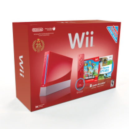 Nintendo Wii Super Mario Bros 25th Anniversary Limited Edition Red Console- CIB Moded with Games.