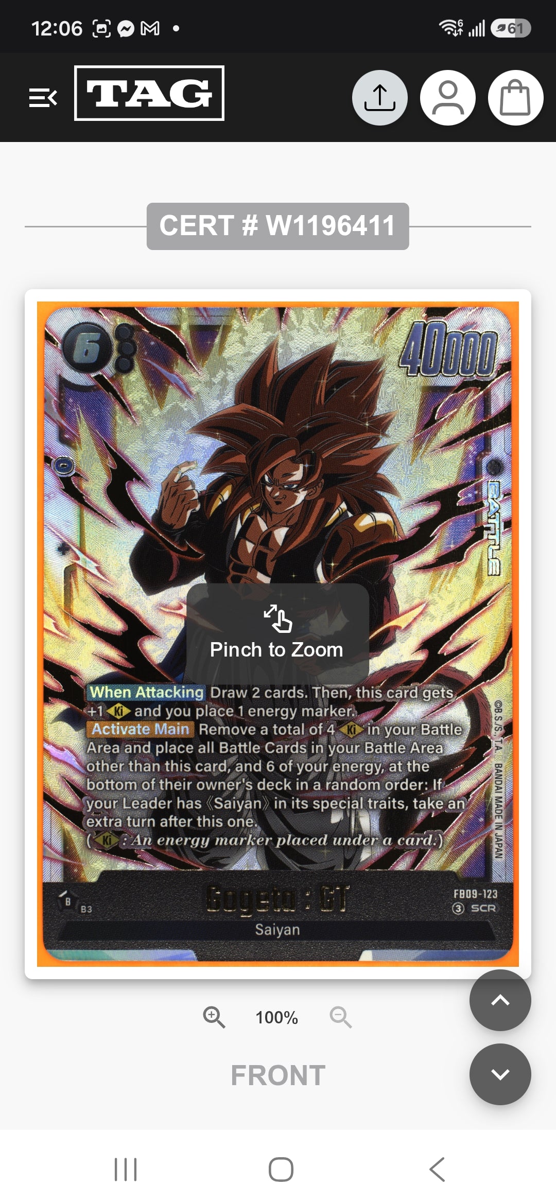 Gogeta: GT 2026 FUSION WORLD DUAL EVOLUTION #FB09-123: secret rare- ALT ART- Graded 10 GEM MINT
