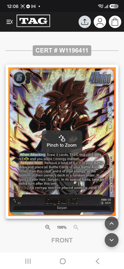 Gogeta: GT 2026 FUSION WORLD DUAL EVOLUTION #FB09-123: secret rare- ALT ART- Graded 10 GEM MINT