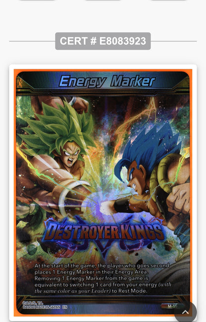 Energy Marker: Destroyer Kings- 2025 DBS Prismatic Clash #M-19 TAG 10 GEM MINT