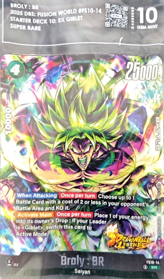 Broly BR- Fusion World #FS10 14: Super Rare- TAG 10 GEM MINT