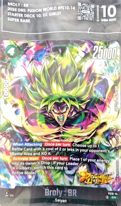 Broly BR- Fusion World #FS10 14: Super Rare- TAG 10 GEM MINT