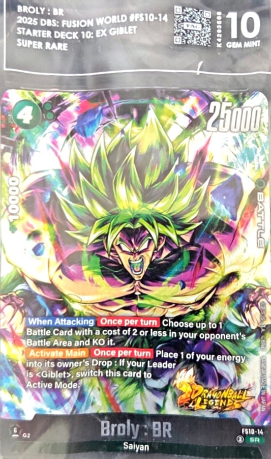 Broly BR- Fusion World #FS10 14: Super Rare- TAG 10 GEM MINT