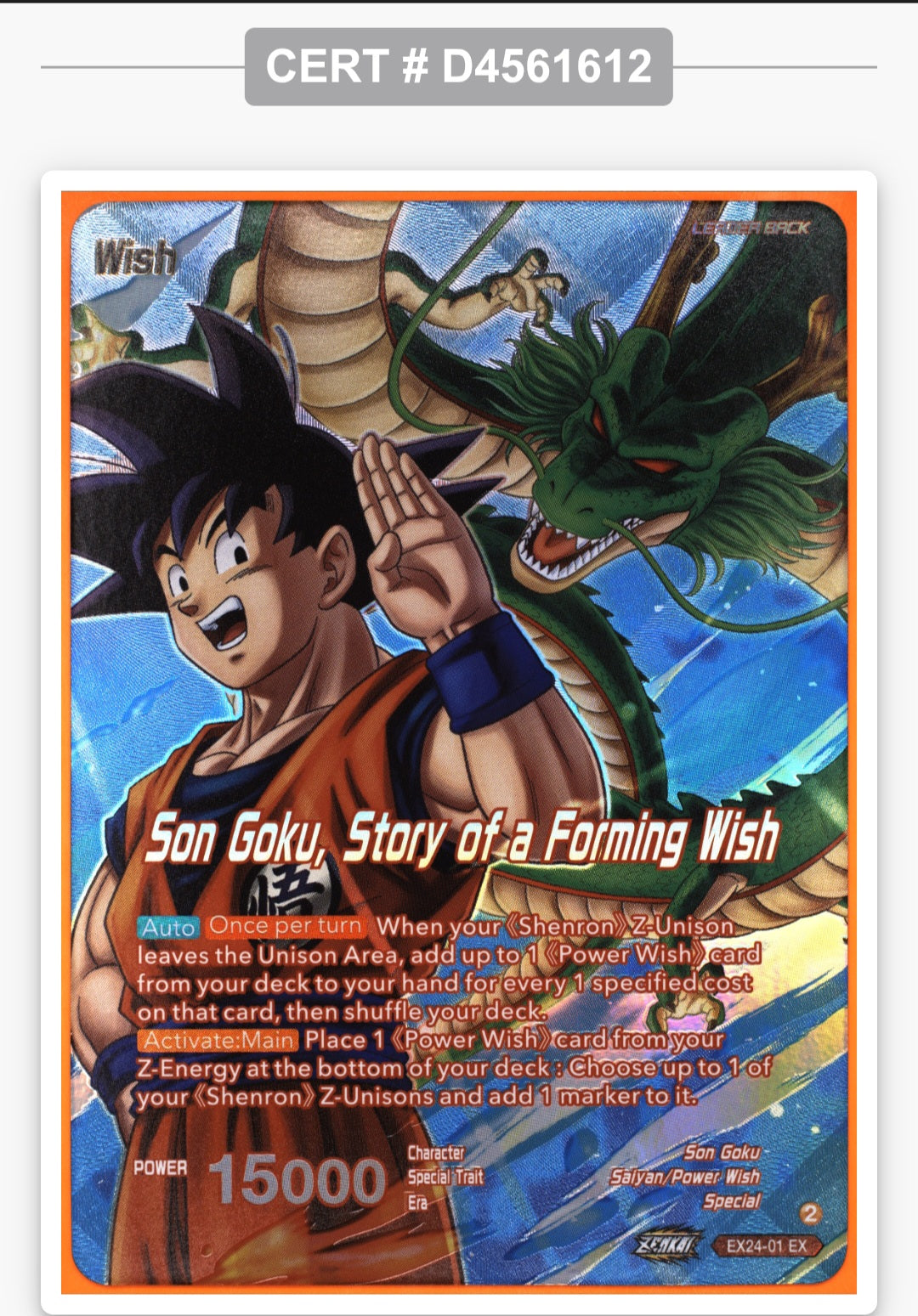 Son Goku: Expansion Rare #EX24-01 Graded Tag 9 MINT