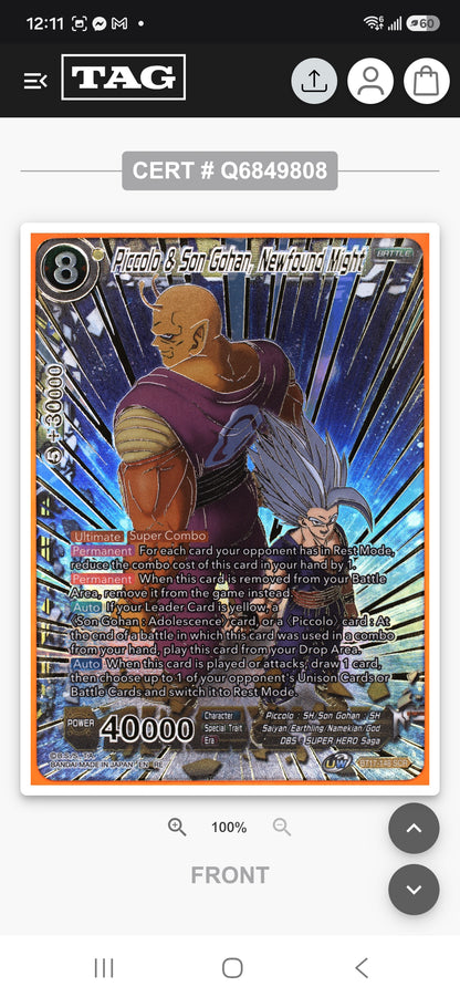 Piccolo/ Gohan: 2025 DBS- MASTERS #BT17-148- Anniversary Secret Rare- Graded Tag 9 MINT