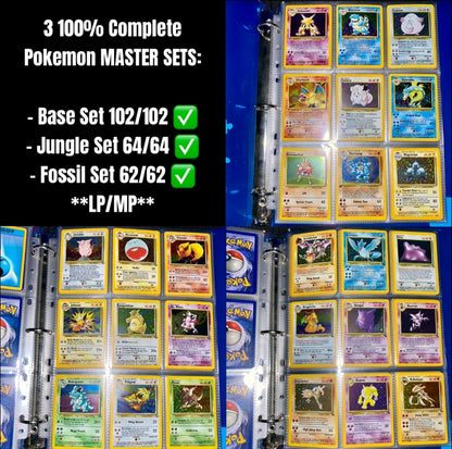 Pokemon Master Set 100% Complete Base Set 102/102 Jungle 64/64 Fossil 62/62